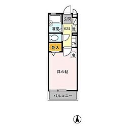 パークサイドＭＯＧＩ 2階1Kの間取り