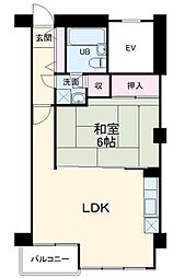 JUNヴィラ栄和 2階1LDKの間取り