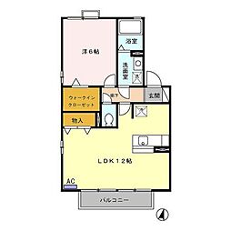 ハイツ蔵子 2階1LDKの間取り