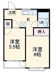 JR東海道本線 豊橋駅 バス16分 山田三番町下車 徒歩3分の賃貸マンション 1階2Kの間取り