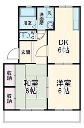アーバン　エスポア 2階2DKの間取り