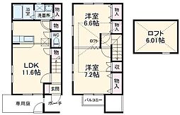 JR東海道本線 豊橋駅 バス20分 前芝住宅下車 徒歩3分の賃貸テラスハウス 1階2LDKの間取り