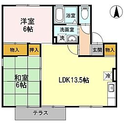 JR東海道本線 豊橋駅 バス25分 西小鷹野下車 徒歩6分の賃貸アパート 1階2LDKの間取り