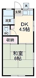 東急東横線 綱島駅 徒歩3分の賃貸アパート 2階1DKの間取り