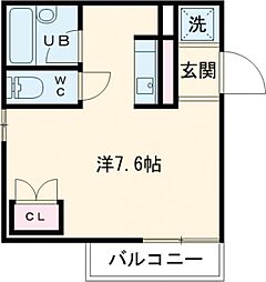 アドホック田園調布 1階ワンルームの間取り