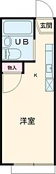 東急東横線 自由が丘駅 徒歩19分の賃貸アパート 2階ワンルームの間取り