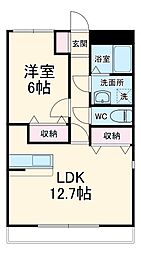 グランドガーデンツインステージ　ザ　ノース 2階1LDKの間取り