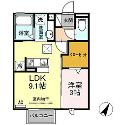 JR飯田線 牛久保駅 徒歩5分の賃貸アパート 1階1LDKの間取り
