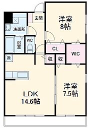 豊橋鉄道渥美線 小池駅 徒歩20分の賃貸アパート 1階2LDKの間取り