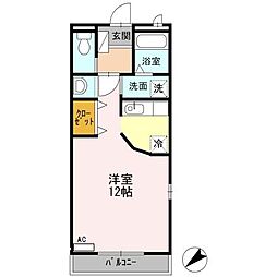 ガーデンコート　ラ・フェスタ　II 1階1Kの間取り
