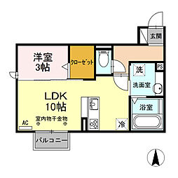 アステール 2階1LDKの間取り