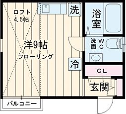 ビーフラット 2階ワンルームの間取り
