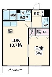 ロイヤルパーク 1階1LDKの間取り