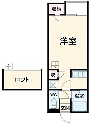 セザンヌ松井 1階ワンルームの間取り
