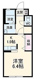 レグルス 2階1Kの間取り