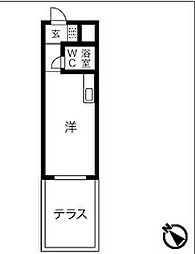 豊橋鉄道渥美線 小池駅 徒歩12分の賃貸マンション 3階ワンルームの間取り