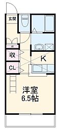 豊橋鉄道渥美線 高師駅 4.8kmの賃貸アパート 1階ワンルームの間取り