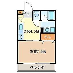 ＳＫハイツ 1階1DKの間取り