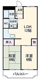 グリーンリーブス大倉山 4階2LDKの間取り