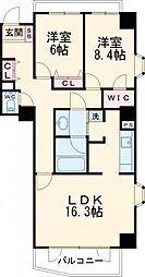 ヴィラアイレックス奥沢 5階2LDKの間取り