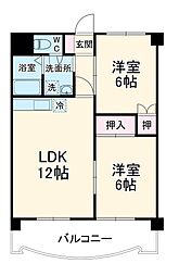 フィオーレ豊橋 12階2LDKの間取り