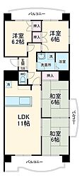 フィオーレ豊橋 3階4LDKの間取り