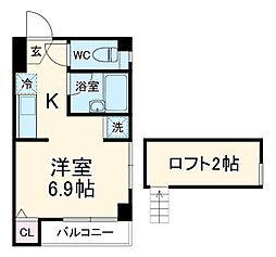 ピレウス 1階1Kの間取り