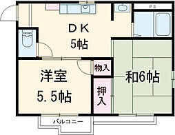 京成本線 青砥駅 徒歩15分の賃貸アパート 2階2DKの間取り