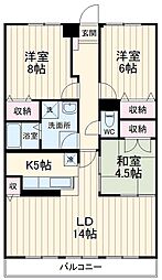 グランドヒルズ 2階3LDKの間取り