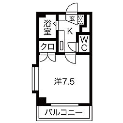 名古屋市営東山線 本山駅 徒歩5分の賃貸マンション 3階1Kの間取り