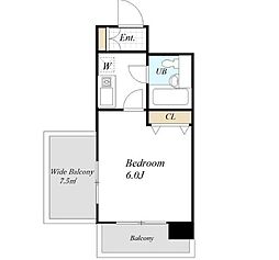 京成本線 青砥駅 徒歩8分の賃貸マンション 6階1Kの間取り
