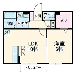コトー飛地Ａ 2階1LDKの間取り