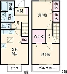 都営大江戸線 練馬春日町駅 徒歩11分の賃貸テラスハウス 1階2LDKの間取り