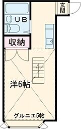 セゾン沼袋 2階ワンルームの間取り