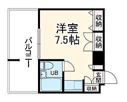 名古屋市営名城線 名古屋大学駅 徒歩11分の賃貸マンション 4階ワンルームの間取り