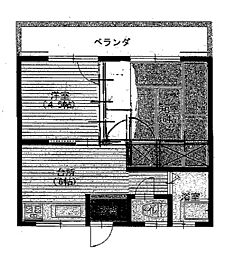 小川ハイツ 1階2DKの間取り