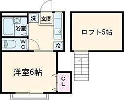 京王線 千歳烏山駅 徒歩15分の賃貸アパート 1階1Kの間取り
