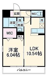 ロワジール 1階1LDKの間取り