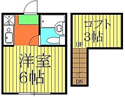 リバーサイド四つ木 2階1Kの間取り