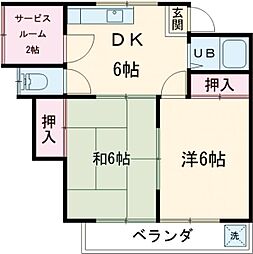 ハイネス成増 2階2SDKの間取り