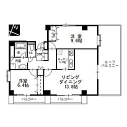名古屋市営東山線 覚王山駅 徒歩5分の賃貸マンション 5階2LDKの間取り