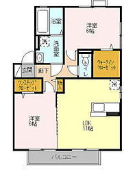 フェリーチェ 2階2LDKの間取り