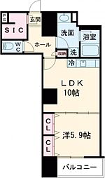 JR山手線 高田馬場駅 徒歩7分の賃貸マンション 13階1LDKの間取り