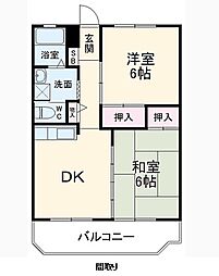 三の丸ロイヤルコーポ 1階2DKの間取り