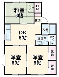 オルベージュＢ 2階3DKの間取り