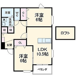 ガーデンハウス中野　中央 2階2LDKの間取り