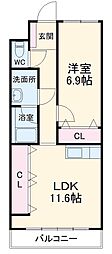 名古屋市営名城線 矢場町駅 徒歩10分の賃貸マンション 4階1LDKの間取り
