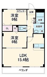 名古屋市営東山線 星ヶ丘駅 徒歩28分の賃貸マンション 1階2LDKの間取り
