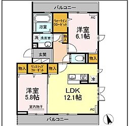 都営大江戸線 光が丘駅 バス21分 大泉三丁目下車 徒歩4分の賃貸アパート 2階2LDKの間取り