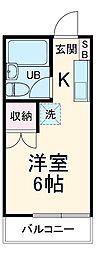クレール菅野 1階ワンルームの間取り